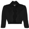 Scallop Trim Knit Bolero - Black