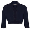 Scallop Trim Knit Bolero - Navy