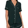 Gisele Relaxed Short PJ Set - Pine/Ivory