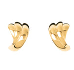 A pair of Lie Studio Magda Earrings in gold, showcasing fan-shaped hoops with a polished finish and vintage silhouettes, displayed on a white background.