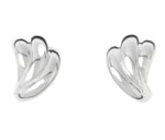 The Magda Earrings by Lie Studio are crafted in polished sterling silver with an abstract, curved design inspired by vintage silhouettes, shown against a white background.