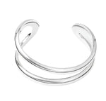 The Maggie Bracelet by Lie Studio is a 925 sterling silver open cuff with a double band design, shown on a white background.