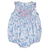 Baby Girls' Marguerite Floral Pink Frilled Sleeveless Smocked Romper - Blue