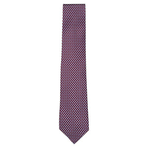 The Robert Jensen Micro Diamond Tie, a hand-stitched purple silk accessory featuring small white diamond patterns, is showcased flat on a white background—an elegant upgrade for any menswear collection.