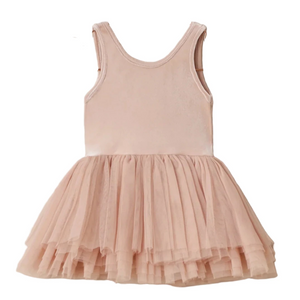 The Noralee Tallulah Tutu is a sleeveless, light pink dress featuring a fitted bodice and layered tulle skirt, shown on a plain white background.