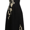 Hailey Raffia Embroidered Knit Dress - Black