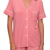 Gisele Relaxed Short PJ Set - Sunkissed Coral/Ivory