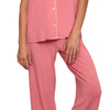 Gisele Short Sleeve Long Pant PJ Set - Sunkissed Coral/Ivory