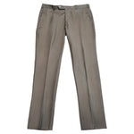 The Samuelsohn Slim Fit Front Wool Pants in light brown feature button and zipper closure, front pockets, and belt loops. Crafted from premium wool, the pants are displayed laid flat on a white background.