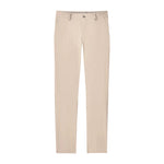 The Johnnie-O Fusionn Pant is a beige straight-leg trouser featuring a stretch waistband, belt loops, front button, and side pockets, shown on a white background.