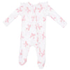 Baby Girls' 2-Way Ruffle Sleeve Zipper Footie - Pretty Bows