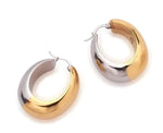 Explore the Mixed Metal Bubble Hoops by Lizzie Fortunato, featuring a split design in gorgeous gold and silver-colored plated brass. Ideal for adding elegance to any outfit.