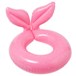 Sunnylife's Kiddy Pool Ring is a pink inflatable swim ring featuring a mermaid tail design with small white stars. It promotes water confidence and ensures fun and safety for little swimmers with style.