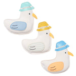 Sunnylife's Dive Buddies are three cartoon seagull-shaped accessories, each wearing a turquoise, yellow, or blue hat, perfect for summer fun. They add excitement to water play while promoting skill development in young adventurers.