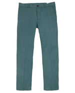 The Sid Mashburn Garment-Dyed Field Pant, shown on a plain white background, features a teal hue, straight-leg cut, and durable cotton twill construction with a button and zip fly closure.