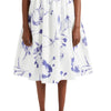 Gathered Midi Skirt - Carnation Cyanotype White