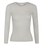The TWP Knit Wool Crewneck is a long-sleeve, light grey fitted shirt with a figure-hugging silhouette, crafted from a luxurious wool blend and shown against a plain white background.