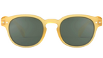 The IZIPIZI #c Polarized Sunglasses are yellow plastic sunglasses with dark tinted, polarized lenses, displayed front-facing on a white background.