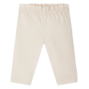 Bonpoint Baby Girls' and Girls' Luciole Pants in Pink Denim with an elastic waistband, shown flat on a white background.