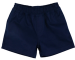 The Beaufort Bonnet Company Boys' Sheffield Shorts, shown in plain navy blue with an elastic waistband, are displayed on a white background.