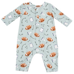 The Angel Dear Baby Boys' Touchdown Time Long Sleeve Henley Romper features a playful football-themed print and snap closures on the front and legs, offering comfort and easy changes for your little one.
