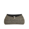 T-Lock Woven Leather Clutch - Black/Sand