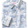 Men's Printed Linen Shirt - Pink House Toile Blue