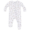 Baby 2-Way Bamboo Zipper Footie - Vintage Elephant Abcs