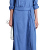 Lato Wrap Dress Linen Slub - Denim
