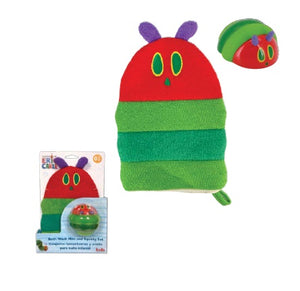 Make bath time fun with the Kids Preferred Very Hungry Caterpillar Wash Mitt & Squirty Set, featuring red, green, and purple sections plus playful cartoon eyes and antennae—shaped just like the beloved character!.