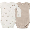 Baby Jersey Bodysuit 2-Pack - Bunnies/Almond Stripe