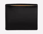 The Ettinger Bridle Billfold 6 Credit Card Wallet, crafted in closed black bridle leather with visible stitching, is shown against a plain white background.