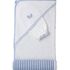 Whale Pods Hooded Towel with Mitt - White/Lt. Blue