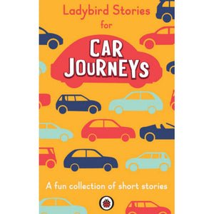 The cover of "Yoto Card: Ladybird Stories for Car Journeys" from Yoto showcases illustrated cars in a variety of colors set against a yellow background. The text states, "A fun collection of short stories." This charming travel companion serves as an ideal children's audiobook, providing captivating audio stories for on-the-go enjoyment.