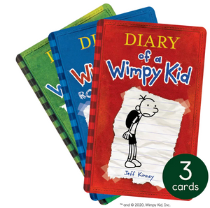 The "Yoto Cards: The Wimpy Kid Collection" by Yoto showcases covers featuring illustrations of the main character, Greg Heffley.