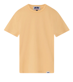 The Love Brand Baby Boys' and Boys' Lockhart T-Shirt features a vibrant orange design on a crisp white background, made from soft organic cotton.