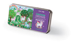 Colorful rectangular tin labeled "50 Piece Puzzle" by Crocodile Creek features a whimsical unicorn design. Ideal for kids ages 4+, this mini puzzle makes a great travel activity or stocking stuffer.