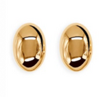 The Luna Earrings by Lie Studio are shiny, oval-shaped stud earrings with a secure butterfly lock, shown against a white background.