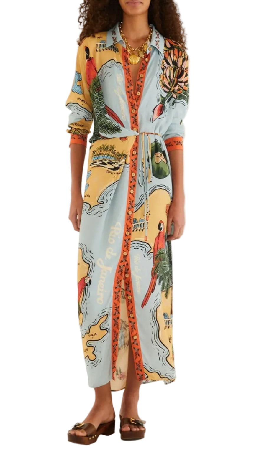 Farm Rio Beaches Path Multicolor Maxi Dress