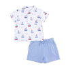 Baby Boys' and Boys' Polo with Casual Short - Bubbly Sailboats Blue