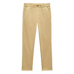 The Rag & Bone Fit 2 Stretch Twill Chino features beige cotton twill, belt loops, front pockets, and a button closure, shown laid flat on a white background.