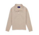 The Boys' Palmetto Pullover by Properly Tied is a light beige long-sleeve 1/4 zip with a collar, shown on a plain white background.