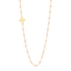 Side Cross Necklace 16.5" - Baby Pink