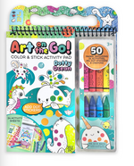 Bright Stripes’ Art on the Go! Dotty Ocean activity pad set includes crayons, stickers, and 24 fun pages with cartoon sea animals—ideal for a creative kids' art station for ages 3+.