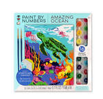 Bright Stripes Paint-By-Number kit "Amazing Ocean" features a sea turtle design, 16 paint colors, two brushes, and a deep stretched canvas—an ideal art kit for kids ages 8+.