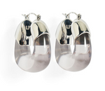 A pair of Lizzie Fortunato Organic Silver Hoops with metal clasps, showcased against a white background.