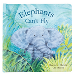 The cover of the Jellycat "Elephants Can’t Fly" book depicts an illustrated elephant in a vibrant jungle setting. This inspiring tale by Charlotte Christie and Cee Biscoe captures the magic of believing in the impossible.