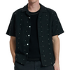 Avery Embroidered Camp Shirt - Black Remy Stripe