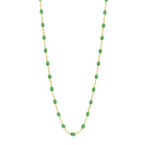 Discover the allure of the Classic Gigi Necklace 19.7" by Gigi Clozeau, an 18-carat Yellow Gold masterpiece adorned with striking jewels and elegantly spaced small green beads for added charm.