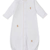 Baby Teddy Bear Time Conv Gown with Hand Emb. - Ecru